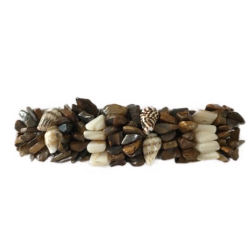 Tiger Eye & Seashell Hair Clip